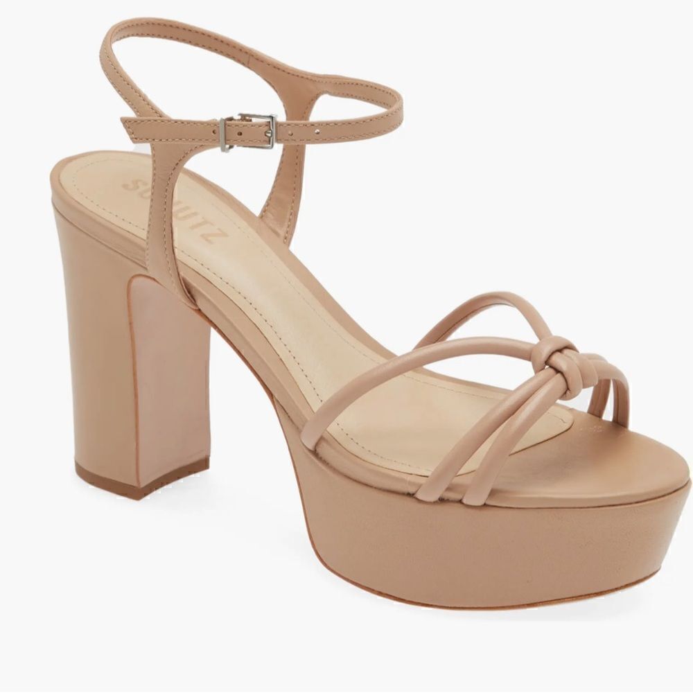 SCHUTZ Nude Platform Block Heel Sandals